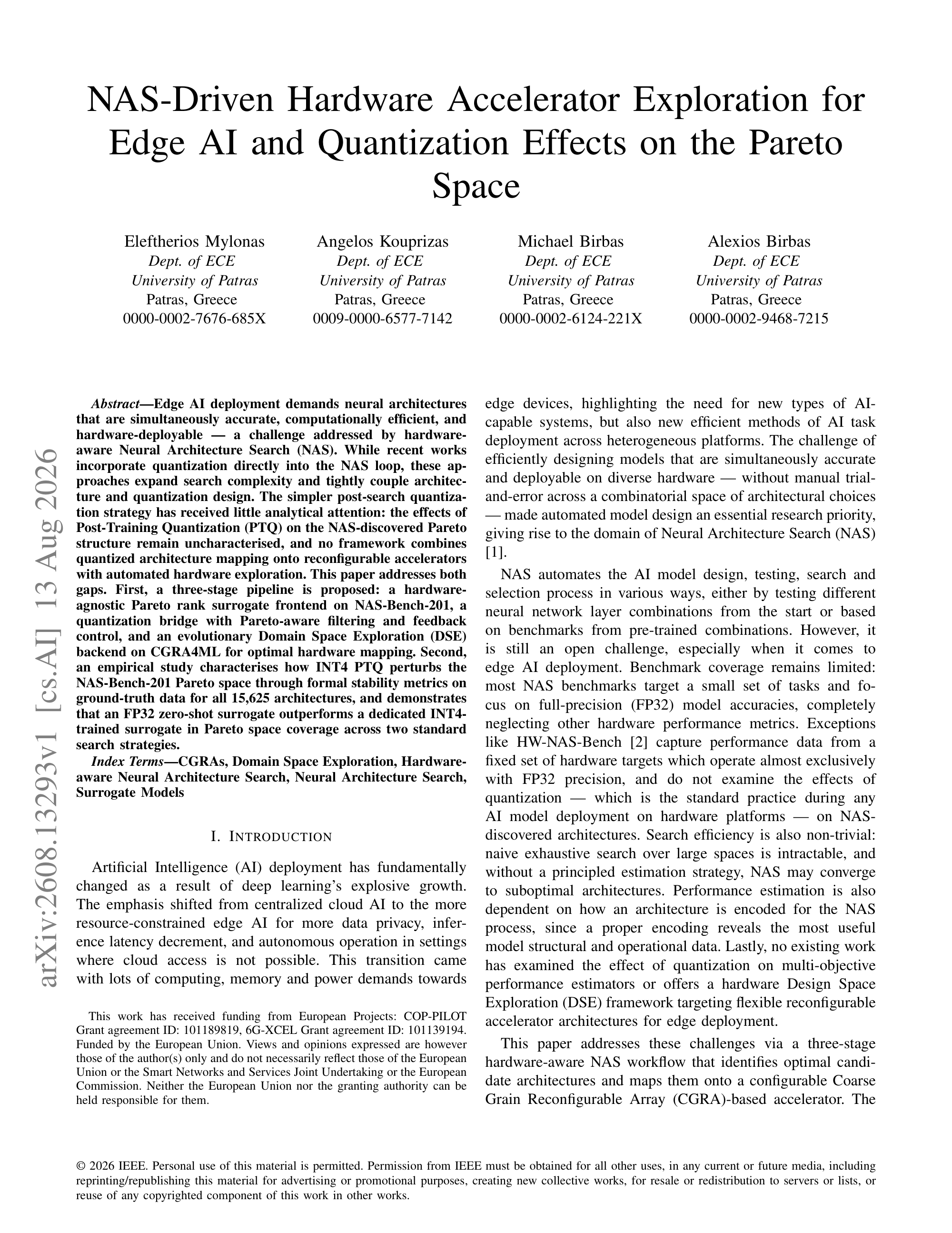 NAS-Driven Hardware Accelerator Exploration for Edge AI and Quantization Effects on the Pareto Space - page 1
